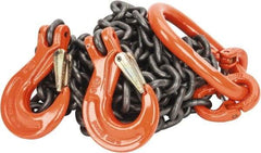 Pewag - 10' Long x 10" Wide, 15,200 Lb Basket Capacity, 15,200 Lb Vertical Capacity, Alloy Steel Web Sling - DOS Chain Sling, 3/8" Diam Chain, Self-Colored, with 2 Sling Hooks & Master Link - USA Tool & Supply