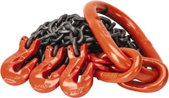 Pewag - 5' Long x 10" Wide, 7,000 Lb Basket Capacity, 7,000 Lb Vertical Capacity, Alloy Steel Web Sling - TOG Chain Sling, 7/32" Diam Chain, Self-Colored, with 3 Grab Hooks & Master Link - USA Tool & Supply