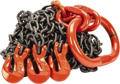 Pewag - 10' Long x 10" Wide, 7,000 Lb Basket Capacity, 7,000 Lb Vertical Capacity, Alloy Steel Web Sling - TOG Chain Sling, 7/32" Diam Chain, Self-Colored, with 3 Grab Hooks & Master Link - USA Tool & Supply