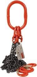 Pewag - 5' Long x 10" Wide, 7,000 Lb Basket Capacity, 7,000 Lb Vertical Capacity, Alloy Steel Web Sling - TOS Chain Sling, 7/32" Diam Chain, Self-Colored, with 3 Sling Hooks & Master Link - USA Tool & Supply