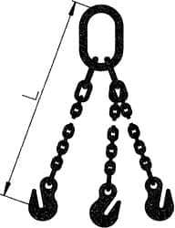 Pewag - 10' Long, 31,200 Lb Basket Capacity, 31,200 Lb Vertical Capacity, Alloy Steel Web Sling - TOG Chain Sling, 1/2" Diam Chain, Silver (Color), with 3 Grab Hooks & Master Link - USA Tool & Supply