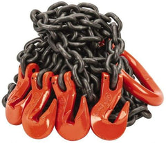 Pewag - 10' Long x 10" Wide, 22,800 Lb Basket Capacity, 22,800 Lb Vertical Capacity, Alloy Steel Web Sling - QOG Chain Sling, 3/8" Diam Chain, Self-Colored, with 4 Grab Hooks & Master Link - USA Tool & Supply
