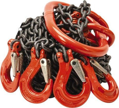 Pewag - 10' Long x 10" Wide, 7,000 Lb Basket Capacity, 7,000 Lb Vertical Capacity, Alloy Steel Web Sling - QOS Chain Sling, 7/32" Diam Chain, Self-Colored, with 4 Sling Hooks & Master Link - USA Tool & Supply