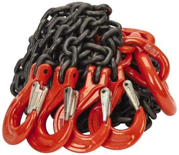 Pewag - 10' Long x 10" Wide, 22,800 Lb Basket Capacity, 22,800 Lb Vertical Capacity, Alloy Steel Web Sling - QOS Chain Sling, 3/8" Diam Chain, Self-Colored, with 4 Sling Hooks & Master Link - USA Tool & Supply