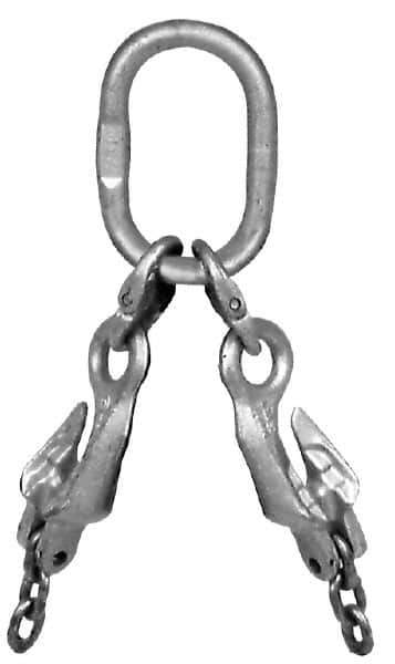 Pewag - 5' Long x 10" Wide, 8,800 Lb Basket Capacity, 8,800 Lb Vertical Capacity, Alloy Steel Web Sling - SOG Chain Sling, 3/8" Diam Chain, Self-Colored, with Grab Hook, Master Link & Shortening Hook - USA Tool & Supply