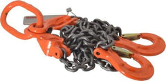 Pewag - 5' Long x 10" Wide, 7,500 Lb Basket Capacity, 7,500 Lb Vertical Capacity, Alloy Steel Web Sling - DOS Chain Sling, 9/32" Diam Chain, Self-Colored, with 2 Sling Hooks, Master Link & 2 Shortening Hooks - USA Tool & Supply