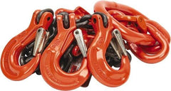 Pewag - 5' Long x 10" Wide, 22,800 Lb Basket Capacity, 22,800 Lb Vertical Capacity, Alloy Steel Web Sling - TOS Chain Sling, 3/8" Diam Chain, Self-Colored, with 3 Sling Hooks, Master Link & 3 Shortening Hooks - USA Tool & Supply