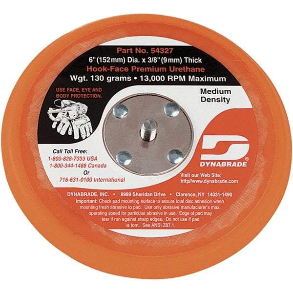 Dynabrade - 6" Diam Hook & Loop Disc Backing Pad - Medium Density, 13,000 RPM - USA Tool & Supply