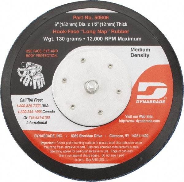 Dynabrade - 6" Diam Hook & Loop Disc Backing Pad - Medium Density, 13,000 RPM - USA Tool & Supply