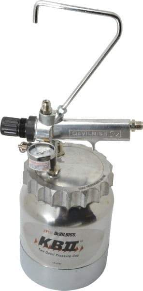 DeVilbiss - Paint Sprayer Cup - 2 Quart Aluminum Pressure Cup, Compatible with Spray Guns - USA Tool & Supply
