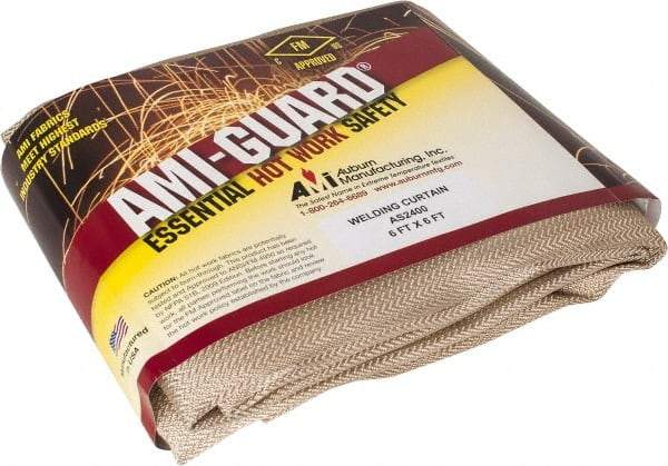 Auburn Mfr - 6' High x 6' Wide x 0.04" Thick Silica Welding Curtain - Tan, Grommet - USA Tool & Supply