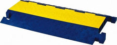 Hubbell Wiring Device-Kellems - 3 Channel, T-Shaped, Drop Over Cable Ramp - 36 Inch Long x 20 Inch Wide x 3.05 Inch High, Yellow and Blue - USA Tool & Supply