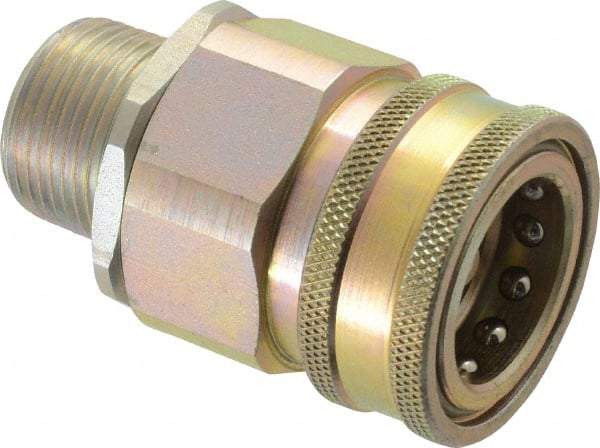Parker - 1 Thread Steel Hydraulic Hose MPT Fitting - 2,000 psi - USA Tool & Supply