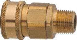 Parker - 1 Thread Brass Hydraulic Hose MPT Fitting - 1,750 psi - USA Tool & Supply