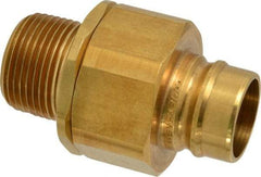 Parker - 1 Thread Brass Hydraulic Hose MPT Fitting - 1,750 psi - USA Tool & Supply