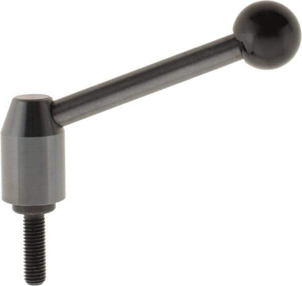 J.W. Winco - 1/2-13, Steel Threaded Stud Adjustable Clamping Handle - 4.88" OAL, 2.17" High - USA Tool & Supply