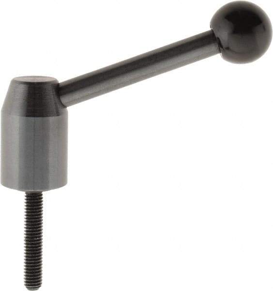 J.W. Winco - M6 x 1.0, 13.5mm Hub Diam, Steel Threaded Stud Adjustable Clamping Handle - 70mm OAL, 33.5mm High - USA Tool & Supply