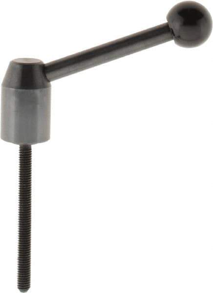 J.W. Winco - M6 x 1.0, 13.5mm Hub Diam, Steel Threaded Stud Adjustable Clamping Handle - 70mm OAL, 33.5mm High - USA Tool & Supply