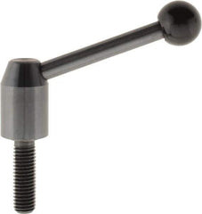 J.W. Winco - M10 x 1.5, 13.5mm Hub Diam, Steel Threaded Stud Adjustable Clamping Handle - 70mm OAL, 33.5mm High - USA Tool & Supply