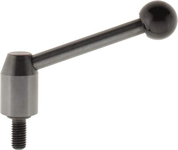 J.W. Winco - M10 x 1.5, 16mm Hub Diam, Steel Threaded Stud Adjustable Clamping Handle - 96mm OAL, 40mm High - USA Tool & Supply