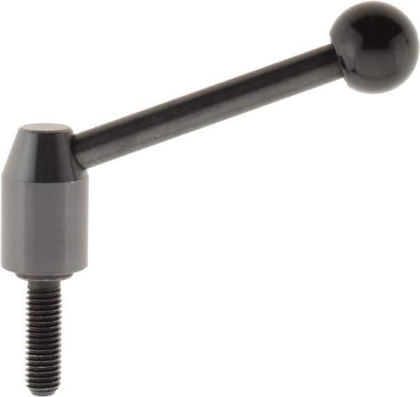 J.W. Winco - M10 x 1.5, 16mm Hub Diam, Steel Threaded Stud Adjustable Clamping Handle - 96mm OAL, 40mm High - USA Tool & Supply