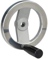 Value Collection - 4.92", 2 Spoke Handwheel with Revolving Handle - 1.22" Hub, Aluminum, Polished Finish - USA Tool & Supply