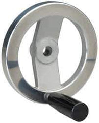Value Collection - 4.92", 2 Spoke Handwheel with Revolving Handle - 1.22" Hub, Aluminum, Polished Finish - USA Tool & Supply
