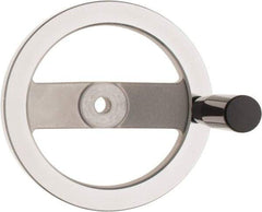 Value Collection - 6.3", 2 Spoke Handwheel with Revolving Handle - 1.42" Hub, Aluminum, Polished Finish - USA Tool & Supply