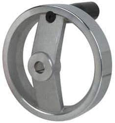 Value Collection - 4.92", 2 Spoke Handwheel with Rectractable Handle - 1.22" Hub, Aluminum, Polished Finish - USA Tool & Supply