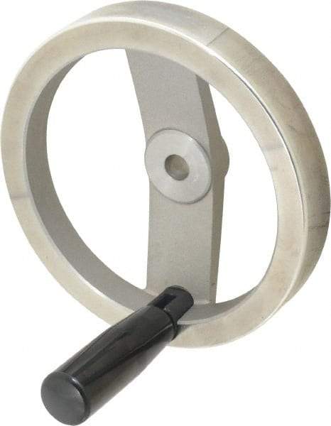 Value Collection - 6.3", 2 Spoke Handwheel with Rectractable Handle - 1.42" Hub, Aluminum, Polished Finish - USA Tool & Supply