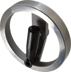 Value Collection - 6.3", 2 Spoke Handwheel with Rectractable Handle - 1.42" Hub, Aluminum, Polished Finish - USA Tool & Supply