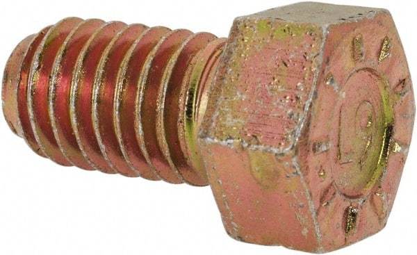 Made in USA - 7/16-14 UNC, 3/4" Length Under Head Hex Head Cap Screw - Fully Threaded, Grade L9 Alloy Steel, Zinc Yellow Dichromate Finish, 5/8" Hex - USA Tool & Supply