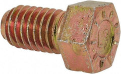 Made in USA - 7/16-14 UNC, 3/4" Length Under Head Hex Head Cap Screw - Fully Threaded, Grade L9 Alloy Steel, Zinc Yellow Dichromate Finish, 5/8" Hex - USA Tool & Supply
