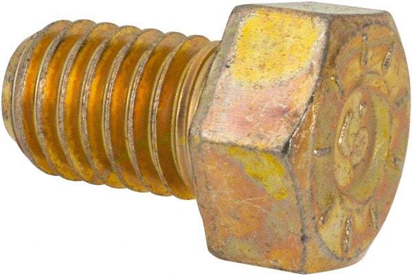 Made in USA - 1/2-13 UNC, 3/4" Length Under Head Hex Head Cap Screw - Fully Threaded, Grade L9 Alloy Steel, Zinc Yellow Dichromate Finish, 3/4" Hex - USA Tool & Supply