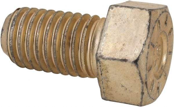 Value Collection - 9/16-12 UNC, 1" Length Under Head Hex Head Cap Screw - Fully Threaded, Grade L9 Alloy Steel, Zinc Yellow Dichromate Finish, 13/16" Hex - USA Tool & Supply