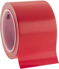 3M - 3" Wide x 5.2 mil Thick Vinyl Floor & Egress Marking Tape - General Traffic, Red, Solid Color - USA Tool & Supply