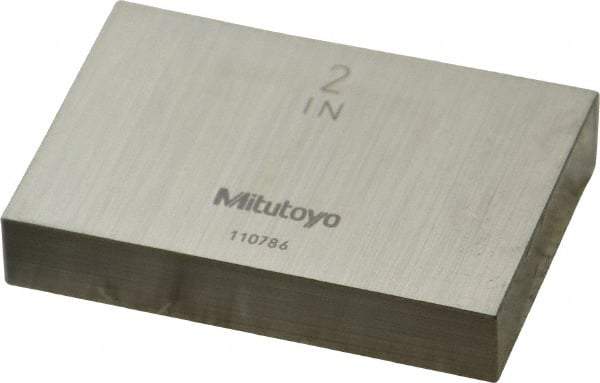 Mitutoyo - 2" Rectangular Steel Gage Block - Accuracy Grade AS-1, Includes Certificate of Inspection - USA Tool & Supply