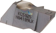 Kennametal - 4189NG K Grade KC5025, 4.8mm Cutting Width Carbide Grooving Insert - 6.35mm Max Depth of Cut, Left Hand, 0.57mm Corner Radius, TiAlN Finish - USA Tool & Supply