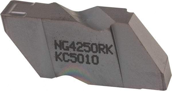Kennametal - 4250NG K Grade KC5010, 6.35mm Cutting Width Carbide Grooving Insert - 6.35mm Max Depth of Cut, Right Hand, 0.57mm Corner Radius, TiAlN Finish - USA Tool & Supply
