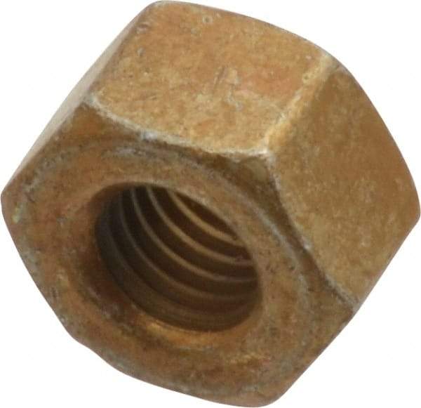 Value Collection - 1/4-28 UNF Steel Right Hand Hex Nut - 7/16" Across Flats, 0.264" High, Zinc Yellow Dichromate Cad & Waxed Finish - USA Tool & Supply