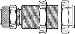 Parker - 1/4" OD, Grade 316Stainless Steel Bulkhead Coupler Body - 150 Max Working psi, 5/8" Hex, Comp x Comp Ends - USA Tool & Supply