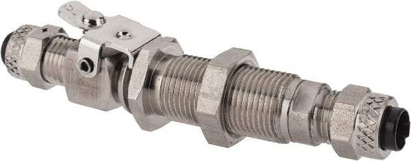 Parker - 1/4" OD, Grade 316Stainless Steel Single End Shutoff Bulkhead Coupler - 150 Max Working psi, 5/8" Hex, Comp x Comp Ends - USA Tool & Supply