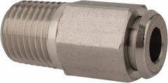 Parker - 1/4" OD, Grade 316Stainless Steel Pipe Coupler Body - 150 Max Working psi, 9/16" Hex, Comp x MNPT Ends - USA Tool & Supply