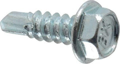 Buildex - #8, Hex Washer Head, Hex Drive, 1/2" Length Under Head, #2 Point, Self Drilling Screw - Steel, Zinc-Plated Finish - USA Tool & Supply