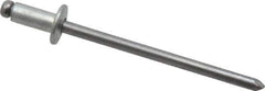 Marson - Size 44 Button Head Steel Open End Blind Rivet - Steel Mandrel, 0.032" to 1/8" Grip, 1/4" Head Diam, 0.129" to 0.133" Hole Diam, 0.275" Length Under Head, 1/8" Body Diam - USA Tool & Supply