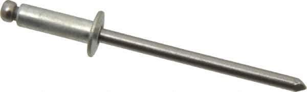 Marson - Button Head Steel Open End Blind Rivet - Steel Mandrel, 0.188" to 1/4" Grip, 1/4" Head Diam, 0.129" to 0.133" Hole Diam, 0.4" Length Under Head, 1/8" Body Diam - USA Tool & Supply