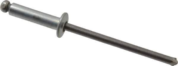 Marson - Button Head Steel Open End Blind Rivet - Steel Mandrel, 0.313" to 3/8" Grip, 1/4" Head Diam, 0.129" to 0.133" Hole Diam, 0.525" Length Under Head, 1/8" Body Diam - USA Tool & Supply