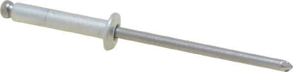 Marson - Button Head Steel Open End Blind Rivet - Steel Mandrel, 0.376" to 1/2" Grip, 1/4" Head Diam, 0.129" to 0.133" Hole Diam, 0.65" Length Under Head, 1/8" Body Diam - USA Tool & Supply