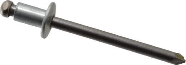 Marson - Button Head Steel Open End Blind Rivet - Steel Mandrel, 0.032" to 1/8" Grip, 3/8" Head Diam, 0.192" to 0.196" Hole Diam, 0.187" Length Under Head, 3/16" Body Diam - USA Tool & Supply