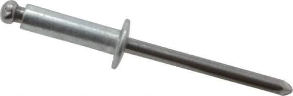 Marson - Button Head Steel Open End Blind Rivet - Steel Mandrel, 0.376" to 1/2" Grip, 3/8" Head Diam, 0.192" to 0.196" Hole Diam, 0.7" Length Under Head, 3/16" Body Diam - USA Tool & Supply